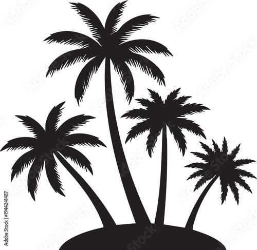 Tropical Island Trio Palm Tree Silhouettes