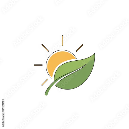 Green Leaf and Yellow Sun Symbol.