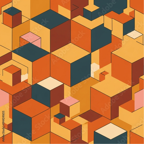 Geometric Cubes in Various Colors and Sizes.