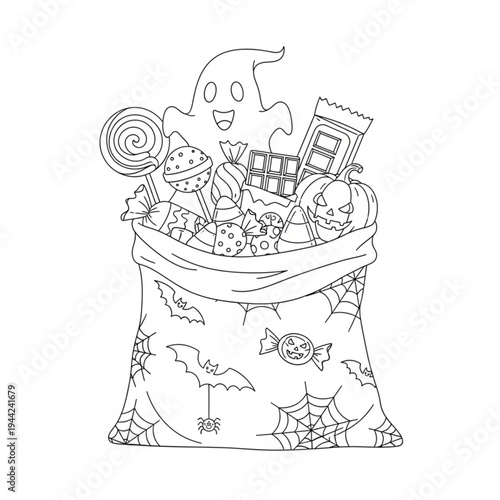 Halloween Candy and Treats in Bucket.