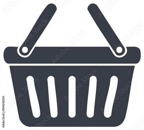 Dark Gray Shopping Basket Icon for E-commerce Retail and Online Shopping