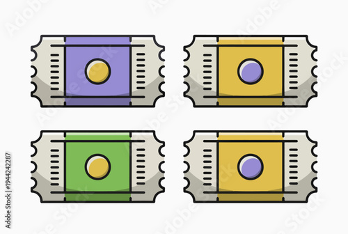 set of colorful vector icons, set of tickets