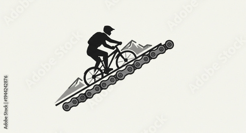 Man Riding Bicycle on Tank Treads.