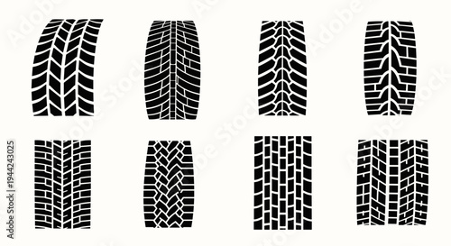 Collection of Diverse Tire Tracks and Tread Patterns.