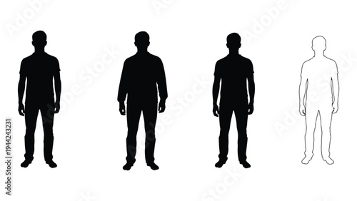 A comparative analysis of human silhouettes: exploring variations in form and representation through four distinct figures