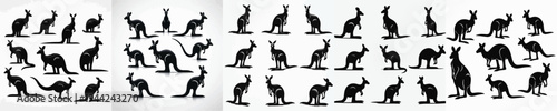 Vector set image silhouette of kangaroo