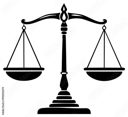 Classic Justice Scales Silhouette Symbol of Law and Balance