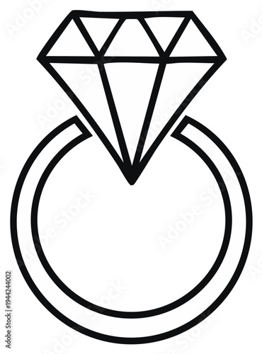 Elegant Diamond Engagement Ring Outline Symbol for Love and Commitment