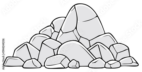 Stylized Stone Pile with Cartoon Outlines Rock Mound Graphic