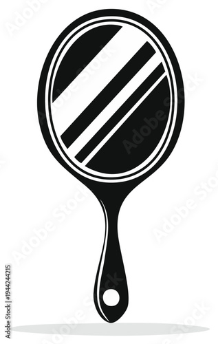 Oval Handheld Mirror with Handle and Reflective Surface