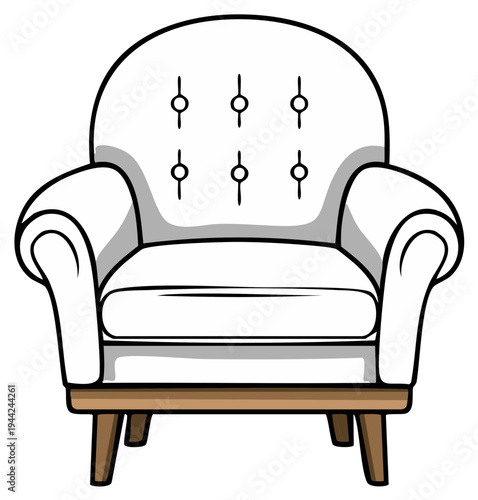 Cartoon illustration of a comfortable white armchair
