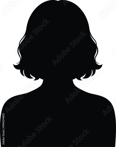 Black silhouette of a woman with short hair vector illustration