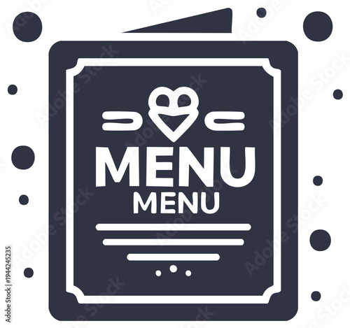 Restaurant Menu Design with Heart Symbol and Bold Text