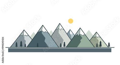 Illustration of a mountain range.