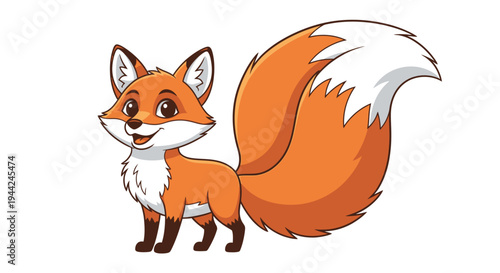 Cartoon Fox with White Tail.