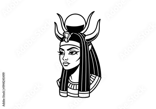 Ancient Egyptian Goddess Hathor Illustration.