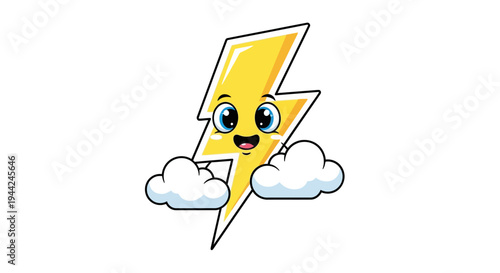 Smiling cartoon lightning bolt character face.
