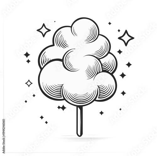 Cotton Candy Sweet Treat Engraving Style