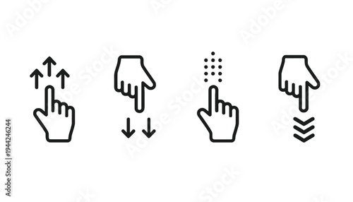 Hand icon set for user interface gestures and interactions