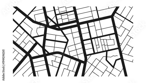 Map vector illustration of a city street network in black and white
