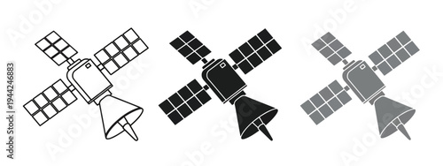 Minimalist Satellite Communication Icon Set Vector Design - Minimalist, flat icon, outline, glyph, linear, clipart, sticker - Vector icon set - Glyph icon