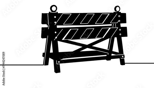 A black barricade icon on a white background for construction sites