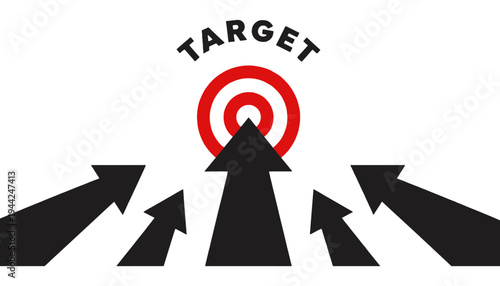 A target icon with multiple arrows pointing to the center bullseye