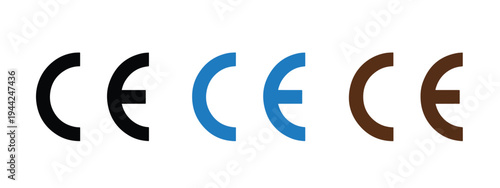 Modern CE Marking Icon Set with Color Variations for Compliance - Minimalist, flat icon, outline, glyph, linear, clipart, sticker - Vector icon set - Glyph icon