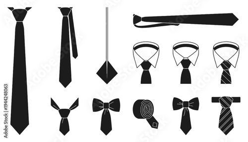 A collection of black tie silhouettes and bow tie illustrations