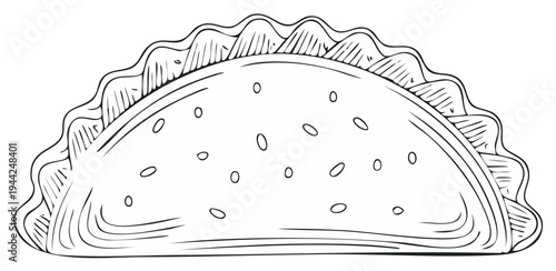 Taco Outline Illustration Traditional Mexican Food Line Art Drawing