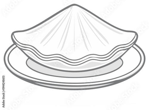 Shell on Plate Outline Food Presentation Cuisine Seafood Dish Plateware Serving Platter Tableware Graphics Clam