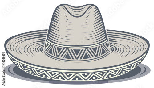 Stylized sombrero with decorative brim design for traditional Mexican celebration
