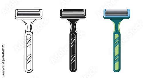 Modern Electric Razor Icons Set with Stylish Designs - Minimalist, flat icon, outline, glyph, linear, clipart, sticker - Vector icon set - Glyph icon