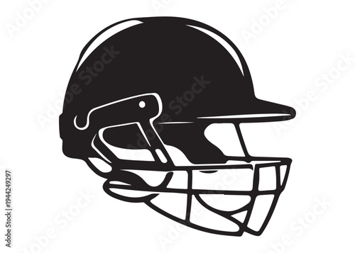 cricket helmet logo silhouette vector, batsman helmet logo silhouette vector illustration, safety helmet logo silhouette, sports protection equipment helmet logo silhouette design on white background