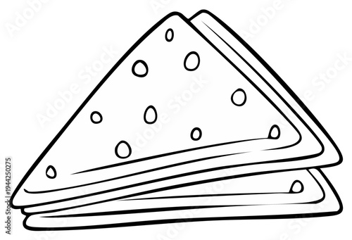 Stack of fresh, triangular flatbreads in outline