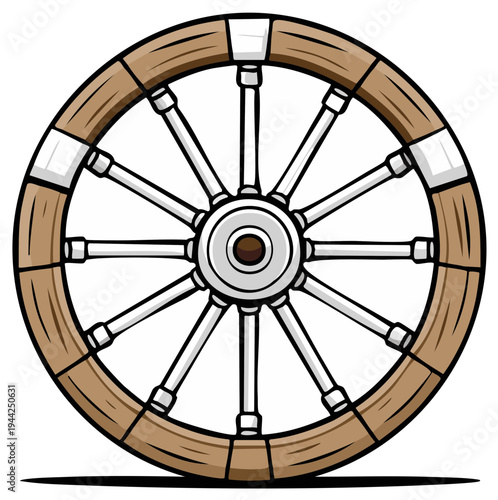 Cartoon wooden wagon wheel illustration