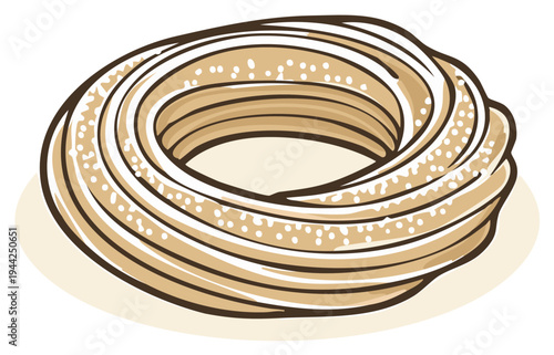 Sweet pastry ring dusted with sugar a delicious baked treat illustration