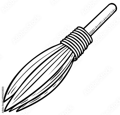Drawn illustration of a broom, classic cleaning tool for sweeping floors or surfaces