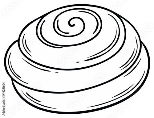 Single Seashell Illustration Simple Black Lines Marine Creature Artistic Rendering Mollusk Close-up Spiral Design