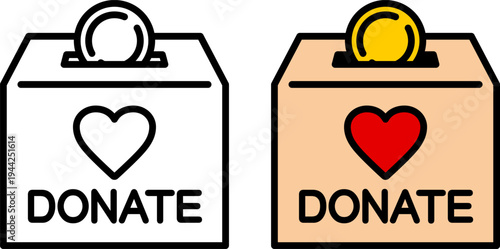 募金箱のアイコン。（Donation box icon.）
