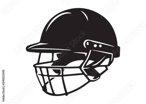 cricket helmet logo silhouette vector, batsman helmet logo silhouette vector illustration, safety helmet logo silhouette, sports protection equipment helmet logo silhouette design on white background
