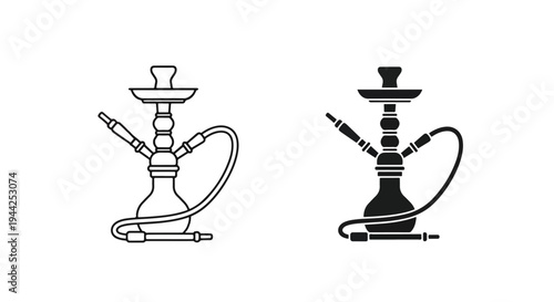 Minimalist Hookah Shisha Icon Set Design Vector - Minimalist, flat icon, outline, glyph, linear, clipart, sticker - Vector icon set - Glyph icon
