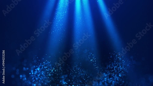 Underwater sun rays background blue ocean light beams calm sea atmosphere seamless loop video animation