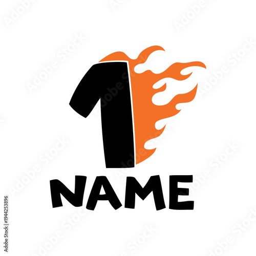 Number One Racing Flame Graphic For First Birthday Team Name