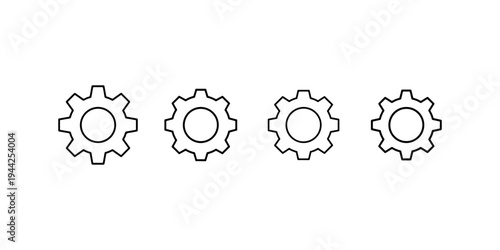 Gear icons set, representing settings, configuration, mechanics, engineering, industrial process, development and tools
