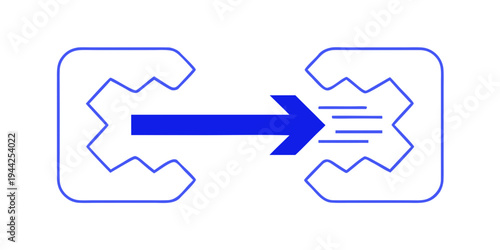A blue vector graphic of a gear turning clockwise with an arrow