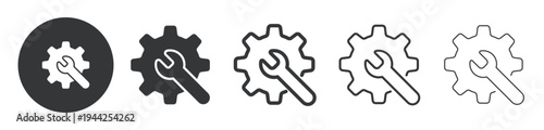 Wrench Settings thin line and solid icon. Multi series icon. Web minimal icon