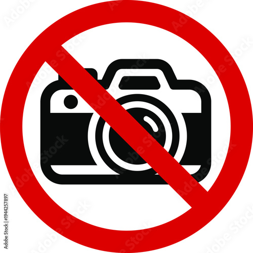 撮影禁止 カメラ使用禁止マーク シンプルな禁止アイコン ベクター素材　No Camera No Photography Icon Simple Prohibition Symbol Vector
