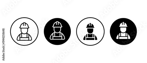 Construction Worker Vector Icon Set. Construction Labor Safety Symbol