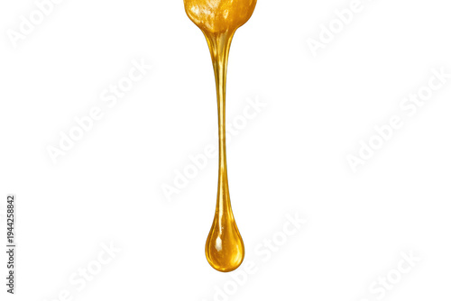 Golden honey dripping viscous liquid transparent background